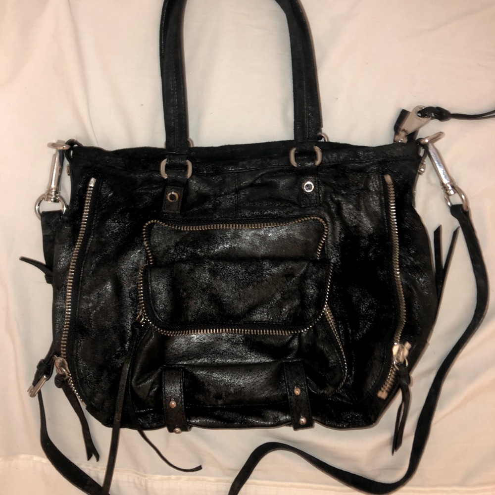 Joelle Hawkens Crossbody Satchel Bag Black/Silver